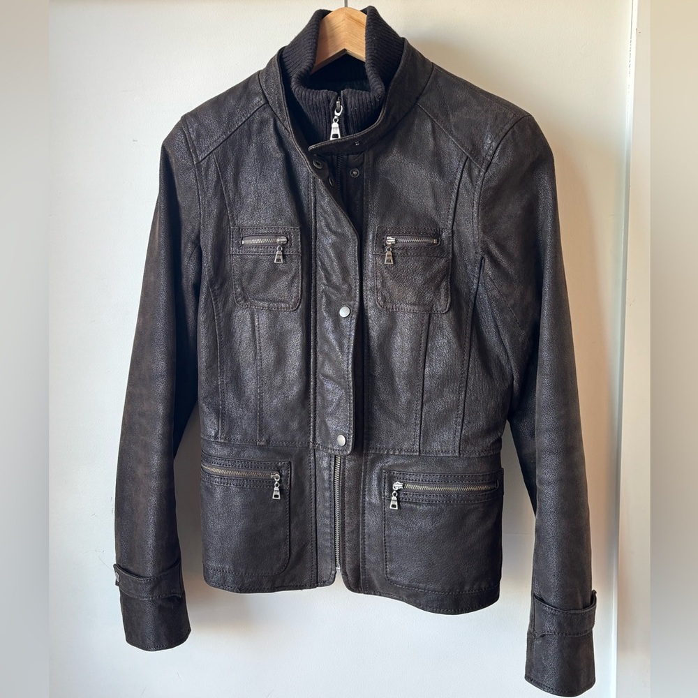 Simply Fantastic Danier Leather Moto Jacket (Chocolate Brown) - Picture 2 of 14